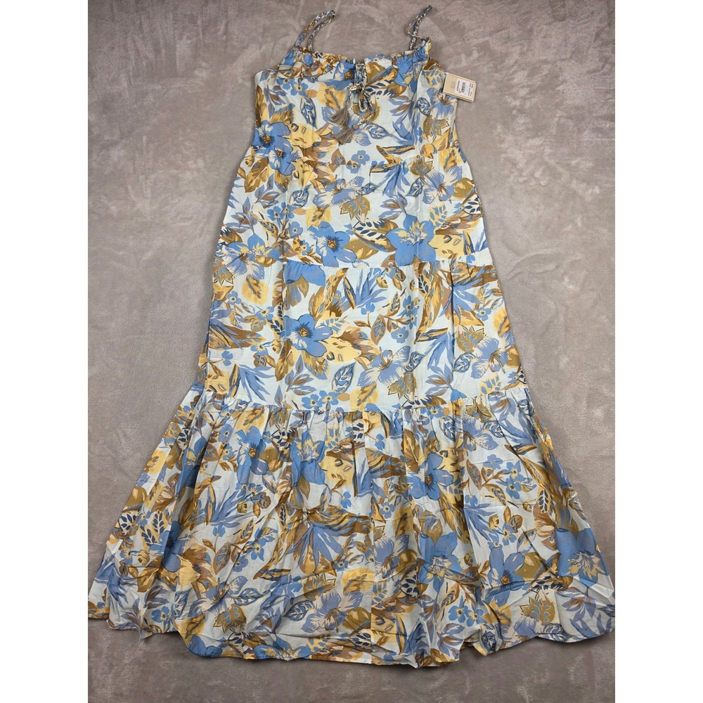 Faherty Maxi Dress Womens Size Small Blue Floral Cotton Silk Boho